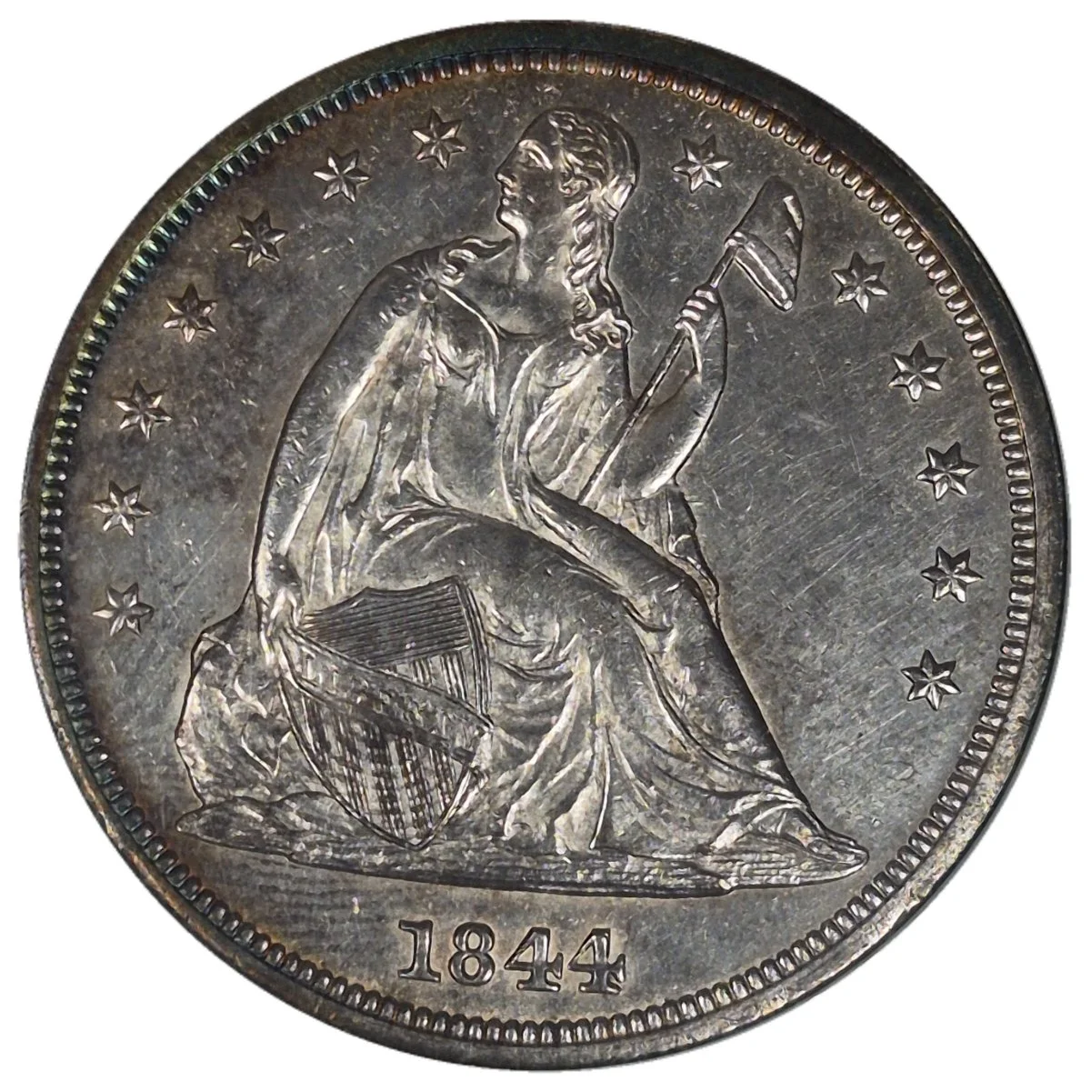 1844-$1-Liberty-Seated-Dollar-#1---Osburn-Cushing-1,-R2